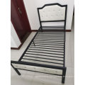 Hot Sale Chinese Furniture Dormitory Office Single Size Metal Bed with Leather Headboard